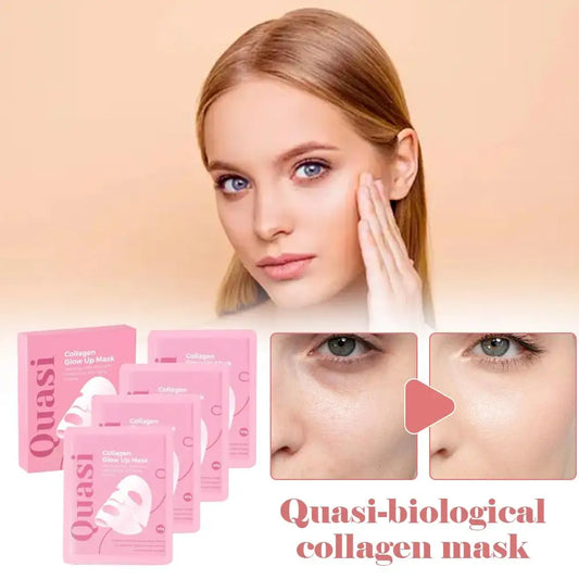 4Pcs Overnight Quasi-Biological Collagen Facial Mask - Korean Brightening Anti-Aging Pore Minimizing Fine Line Reducing Mask