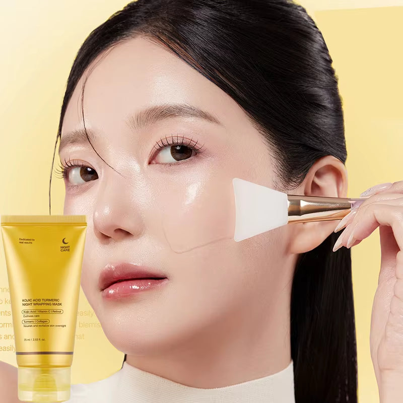 75Ml Kojic Acid Turmeric Night Wrapping Facial Mask Moisturizing Brightening Peel-Off Mask Improve Dullness Oil Control Care