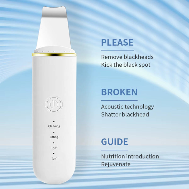 1Pc Facial Skin Scrubber USB Electric Ultrasonic Face Skin Spatula with 250Mah Battery and 4 Modes Portable Pore Deep Scrubber