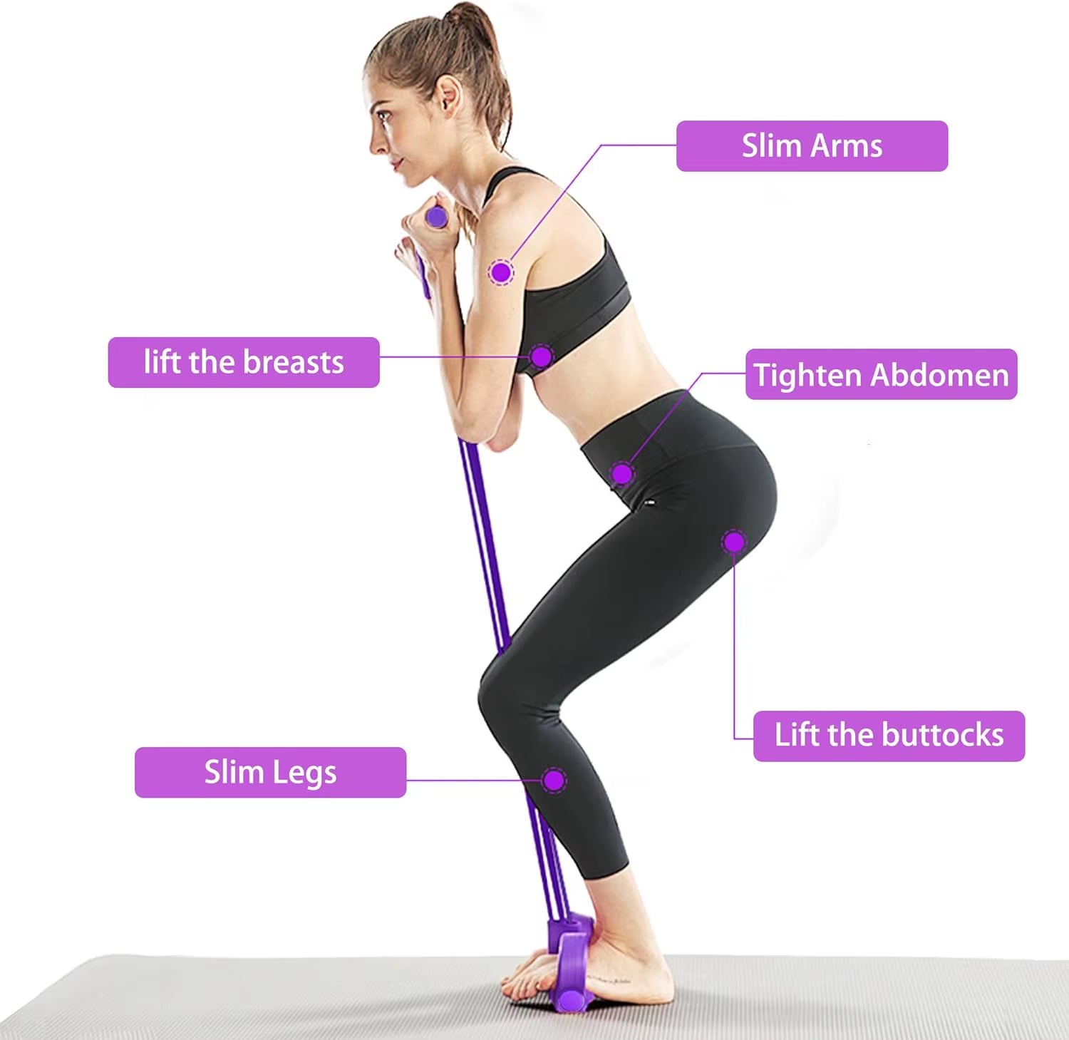 Elevate Your Workout with Our 6-Tube Elastic Yoga Pedal Resistance Bands for Ultimate Abdominal, Waist, Arm, and Leg Stretching!