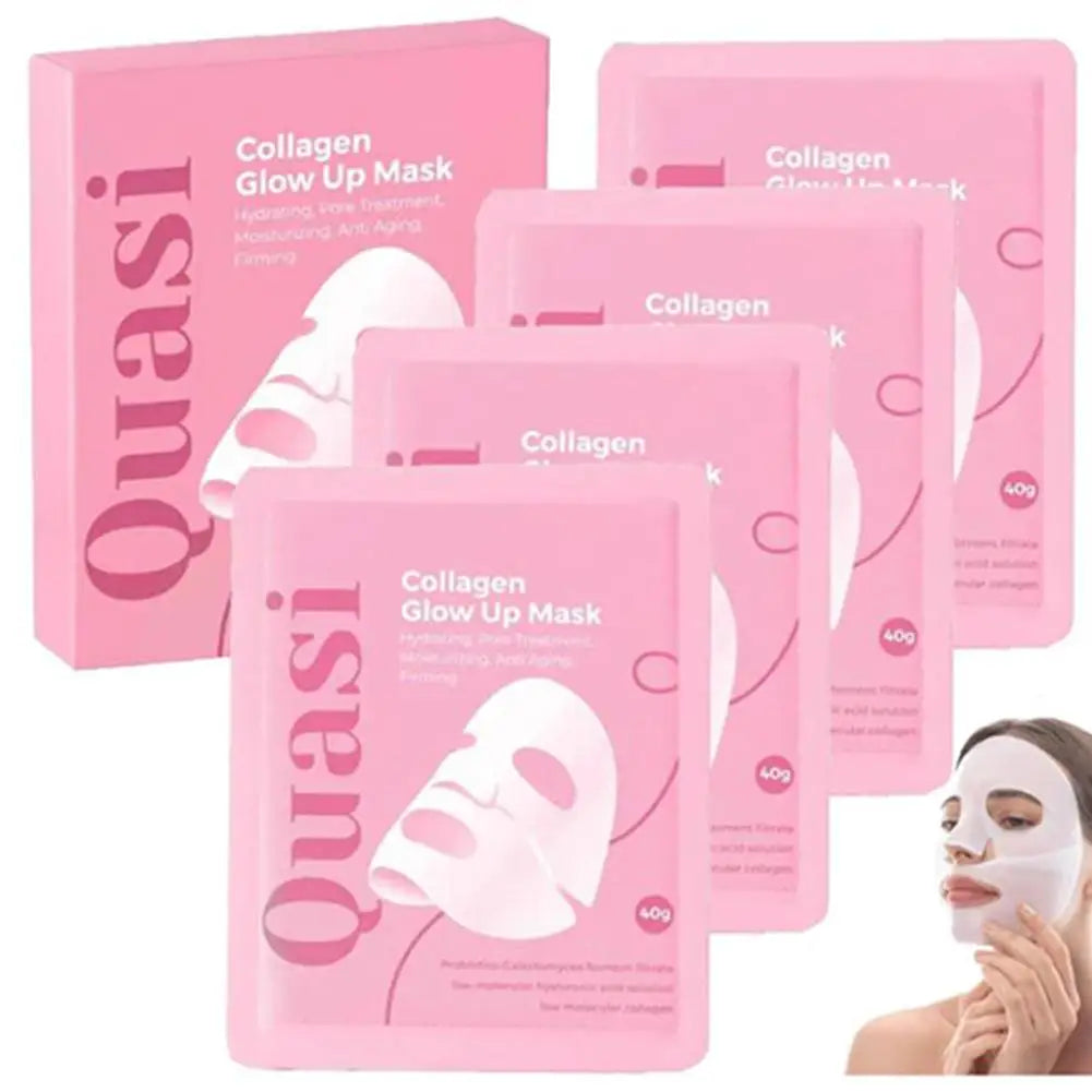 4Pcs Overnight Quasi-Biological Collagen Facial Mask - Korean Brightening Anti-Aging Pore Minimizing Fine Line Reducing Mask