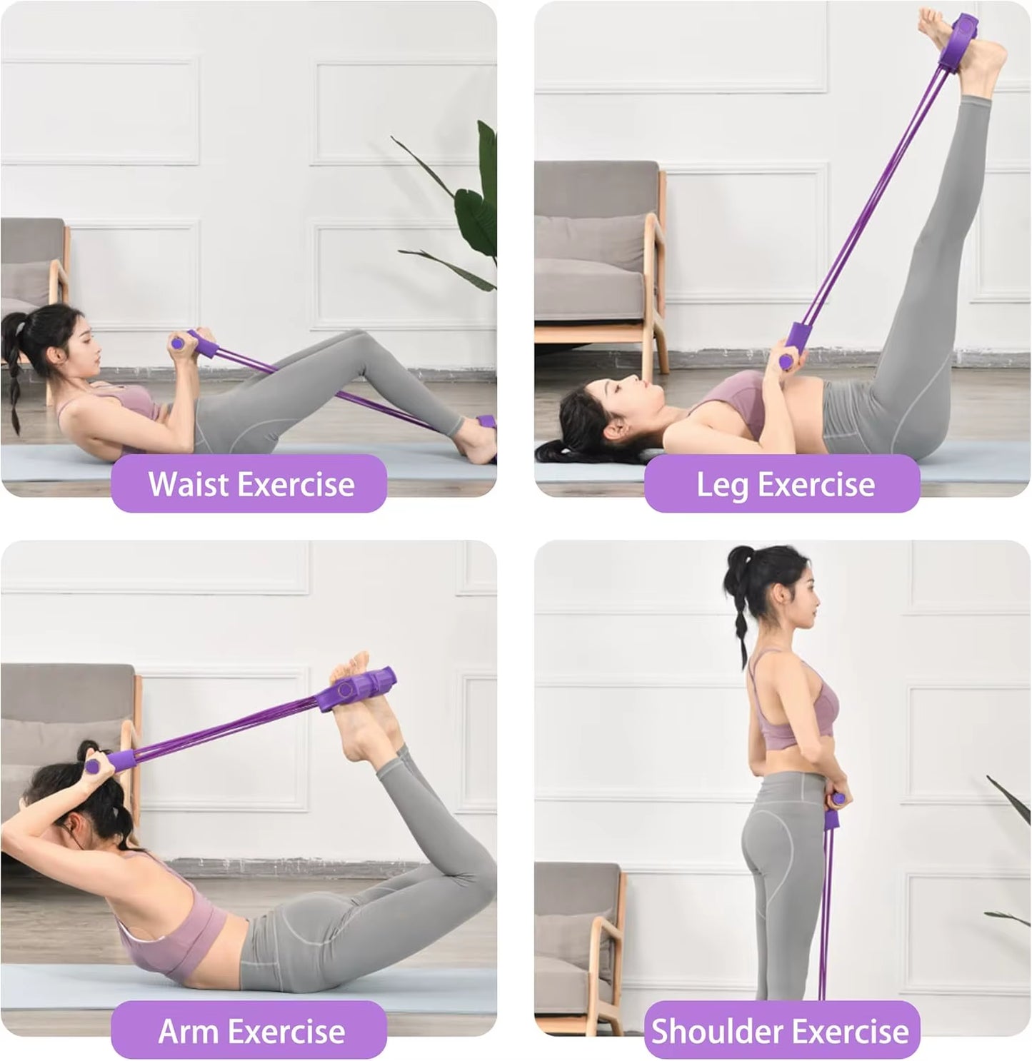Elevate Your Workout with Our 6-Tube Elastic Yoga Pedal Resistance Bands for Ultimate Abdominal, Waist, Arm, and Leg Stretching!