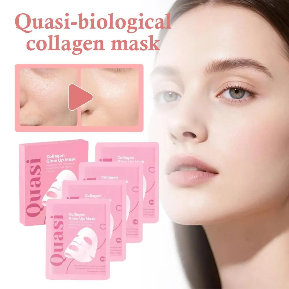 4Pcs Overnight Quasi-Biological Collagen Facial Mask - Korean Brightening Anti-Aging Pore Minimizing Fine Line Reducing Mask